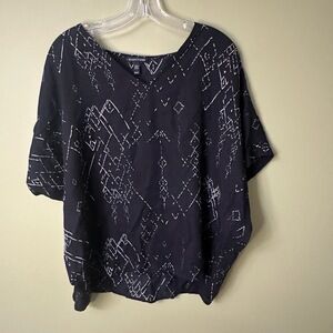 Eileen Fisher Womens Size Petite Extra Small Top Multicolor Tribal‎ Poncho Style